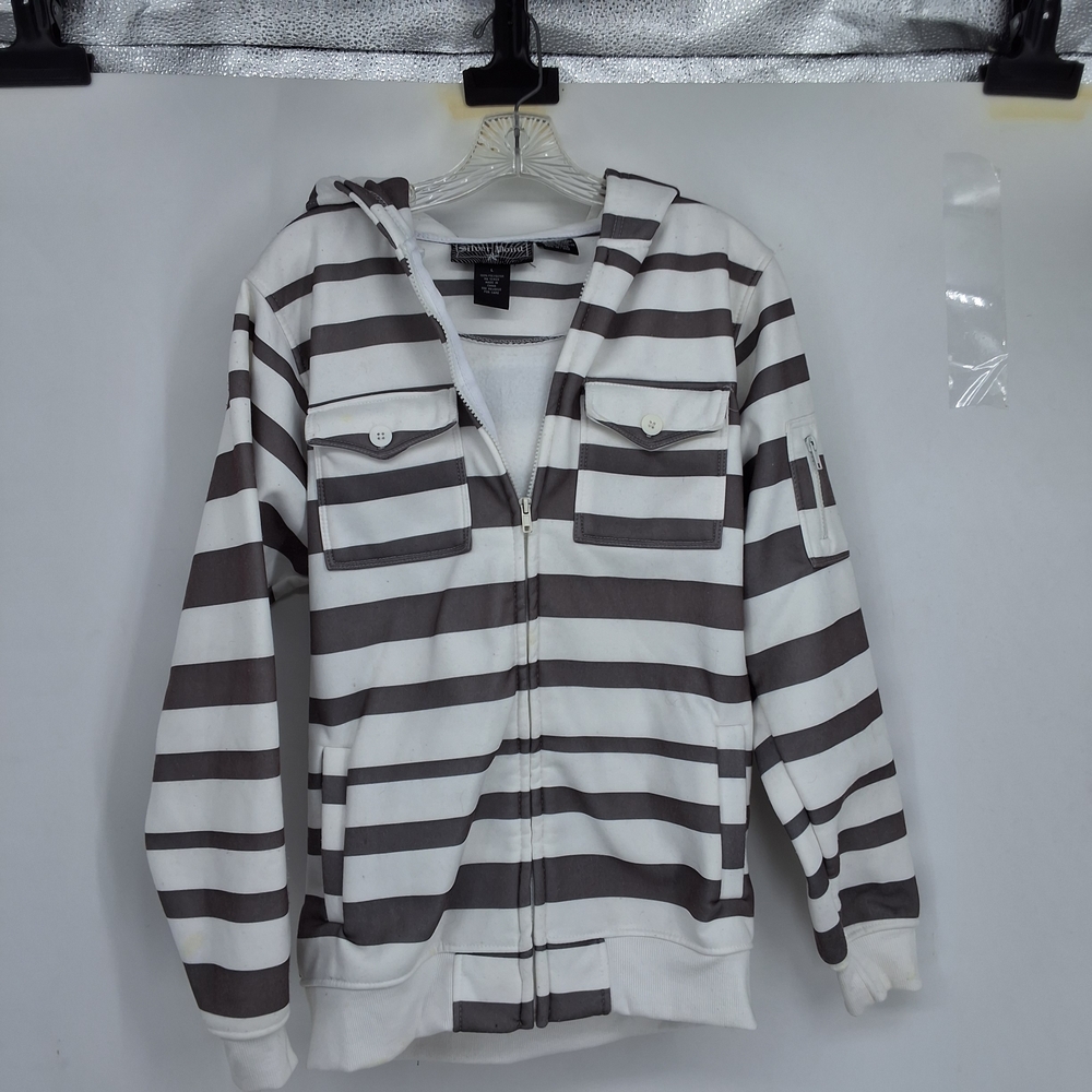 SILVER POINT large Striped White and Brown Kids Hoodie